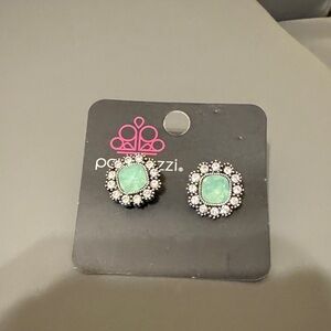 Mint and Silver Floral Post Earrings